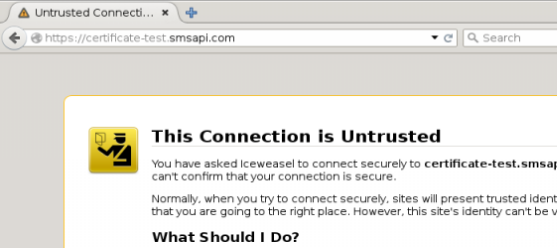 Niedziałający certyfikat